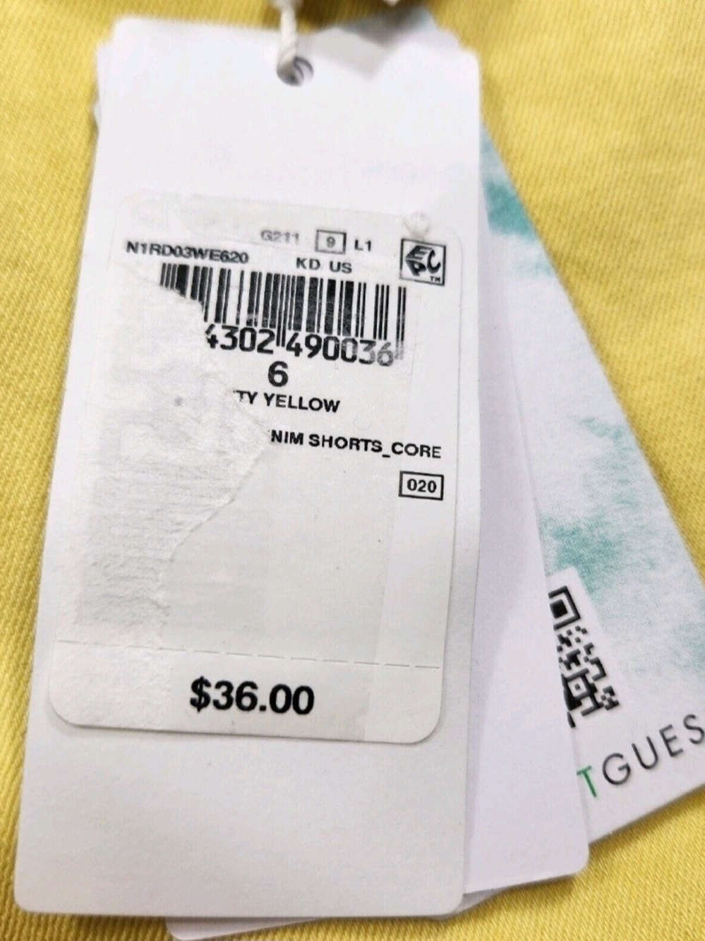 Guess Boys Shorts Size 6 Bright Yellow Cuffed Smart Organic Cotton NWT 30 - Picture 5 of 9